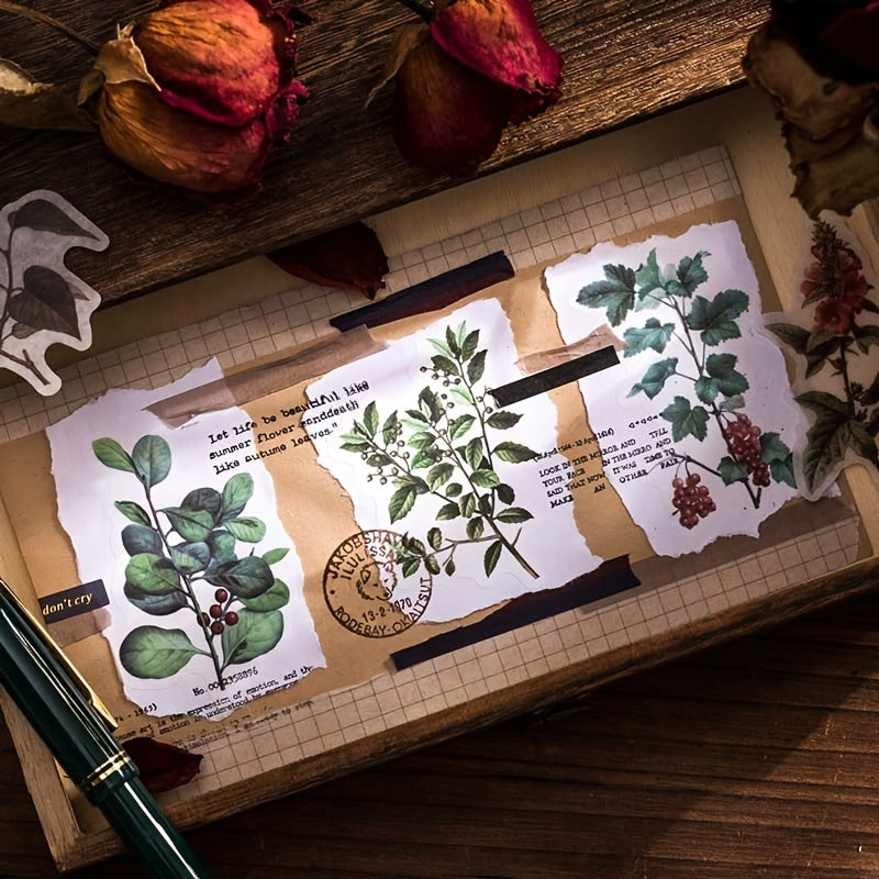 100pcs Plant Pattern Washi Paper Stickers DIY Scrapbook Journal Supplies