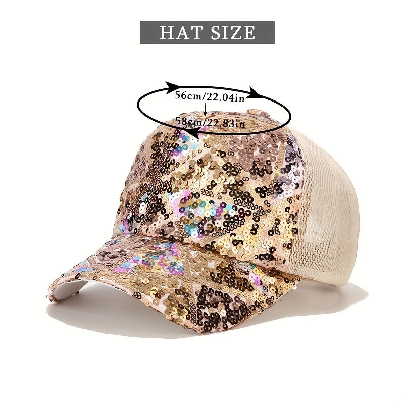 Sequin Sparkling Baseball Cap Y2K Cotton Sunscreen Sports Hat