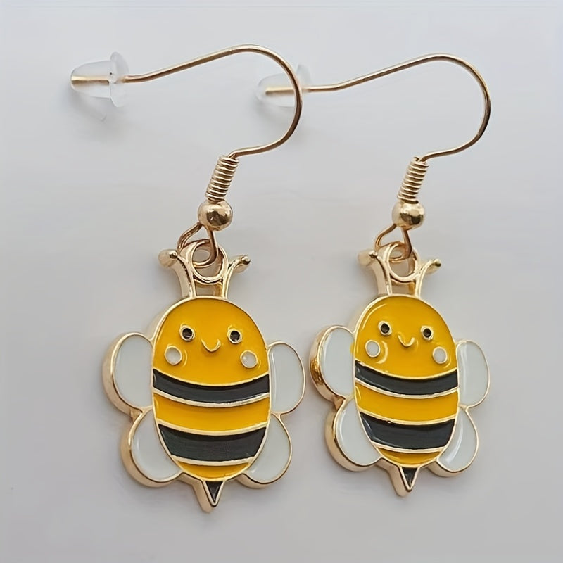Cartoon Bee Image Stud Earrings for Women