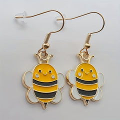 Cartoon Bee Image Stud Earrings for Women