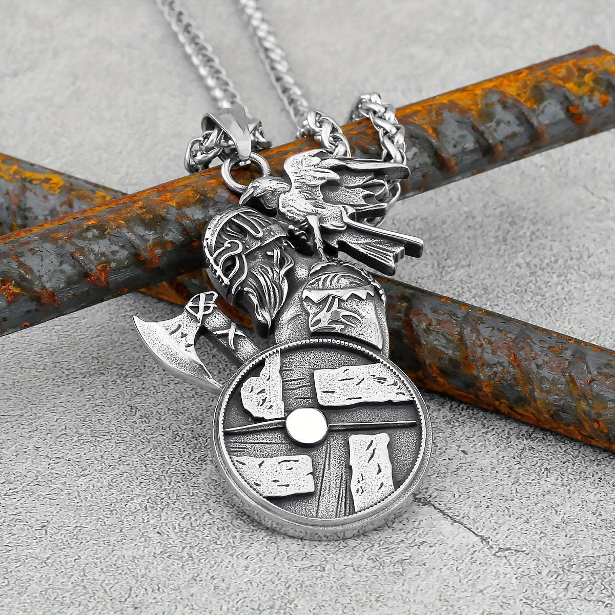 Vintage Viking Pendant Necklace Punk Hip Hop Style Necklace