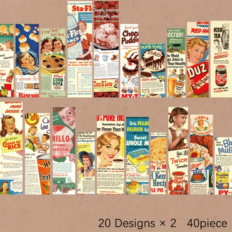 Retro Journal Collage Sticker Pack, 40pcs