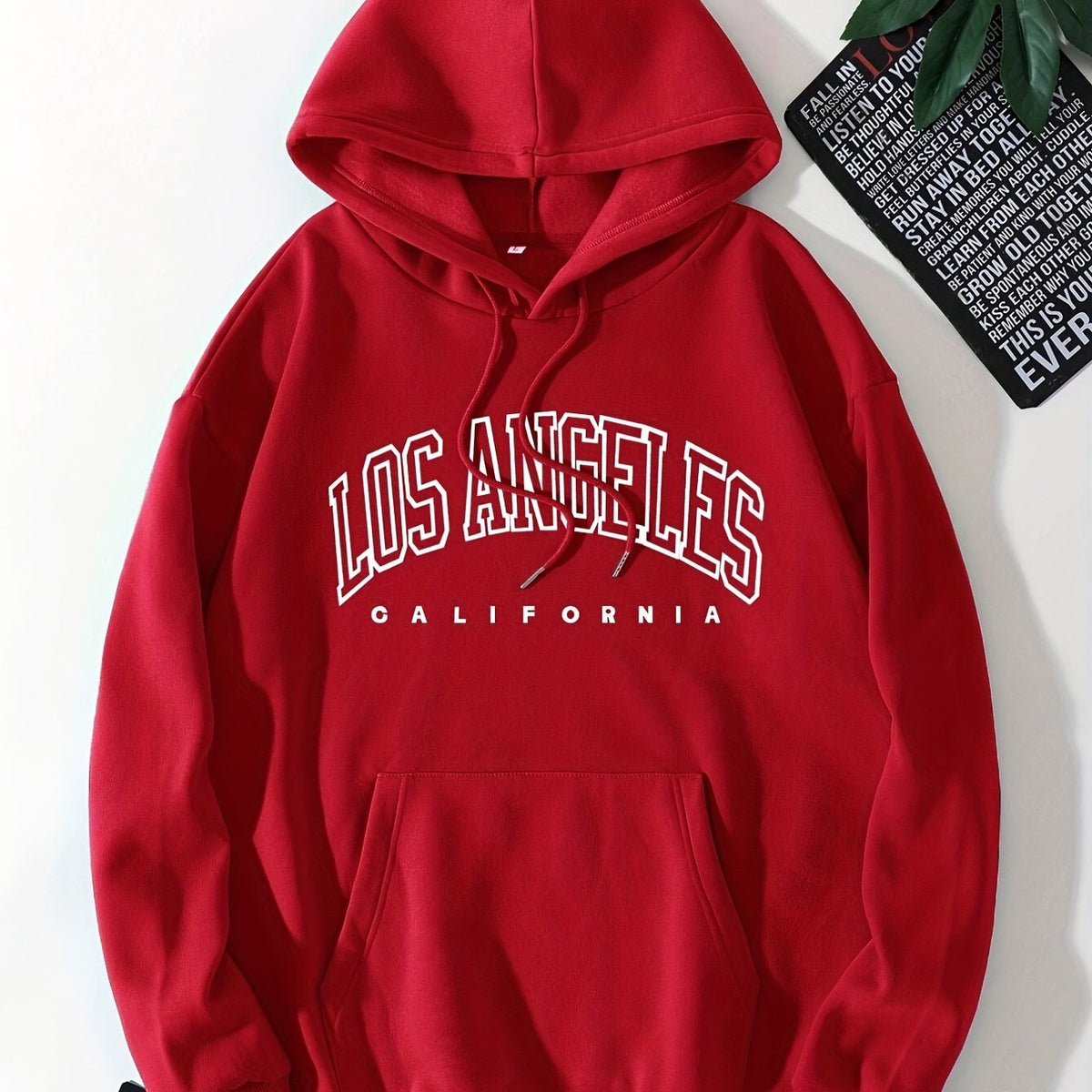 LA Print Hoodie Kangaroo Pocket Long Sleeve Hooded Sweatshirt Women