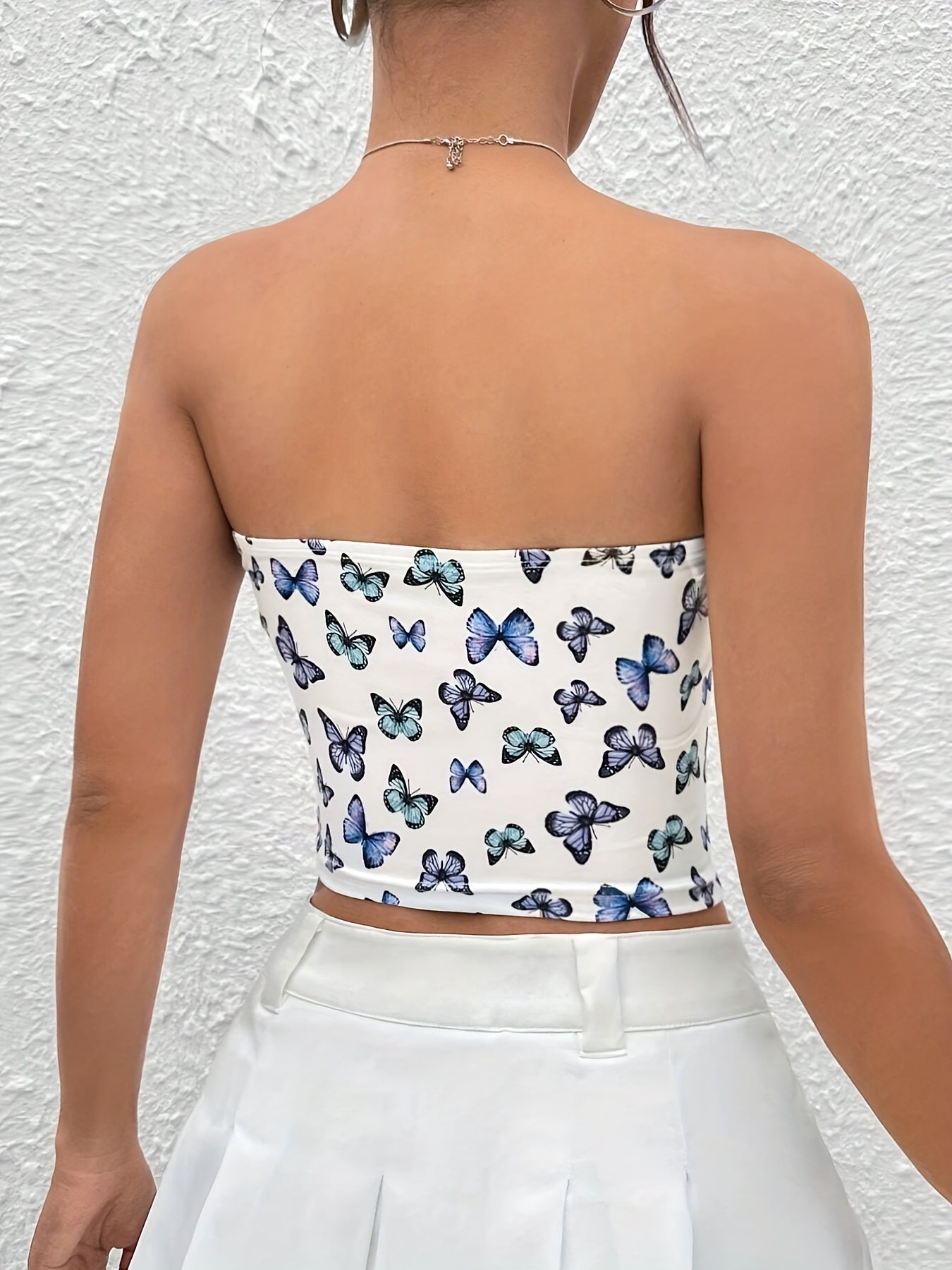 Graphic Print Tube Top Off Shoulder Sleeveless Women's Clothing