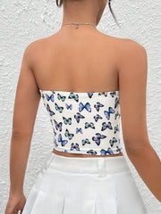 Graphic Print Tube Top Off Shoulder Sleeveless Women's Clothing