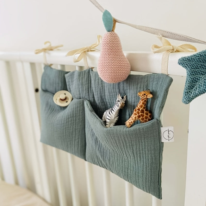 Double Layer Cotton Baby Bedside Storage Bag Two Pockets Stroller Hanging Bag