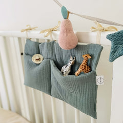 Double Layer Cotton Baby Bedside Storage Bag Two Pockets Stroller Hanging Bag