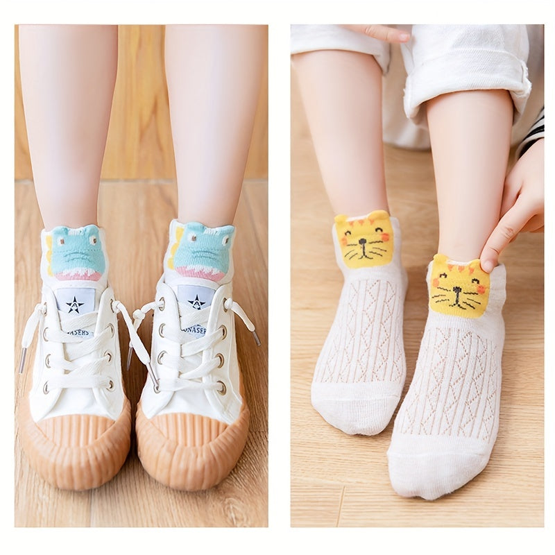 5 Pairs Baby Girls Kids Mesh Breathable Cartoon Socks