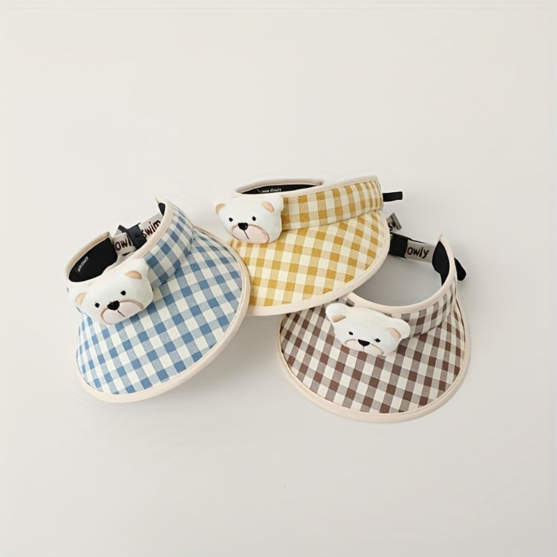 Large Brim Grid Children's Hat Baby Sunshade Cap UV Protection