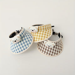 Large Brim Grid Children's Hat Baby Sunshade Cap UV Protection