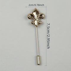 Vintage Military Style Flower Brooch Long Pin for Men