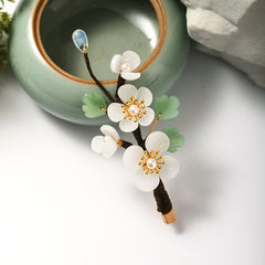 Chinese Flower Hair Clips Faux Pearl Vintage Barrettes