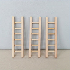 Mini Wooden Ladder Dollhouse Accessory Light Brown Intricate Detailing Creative