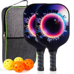 Lightweight Carbon Fiber Pickleball Set with Paddle Ball and Tote Bag