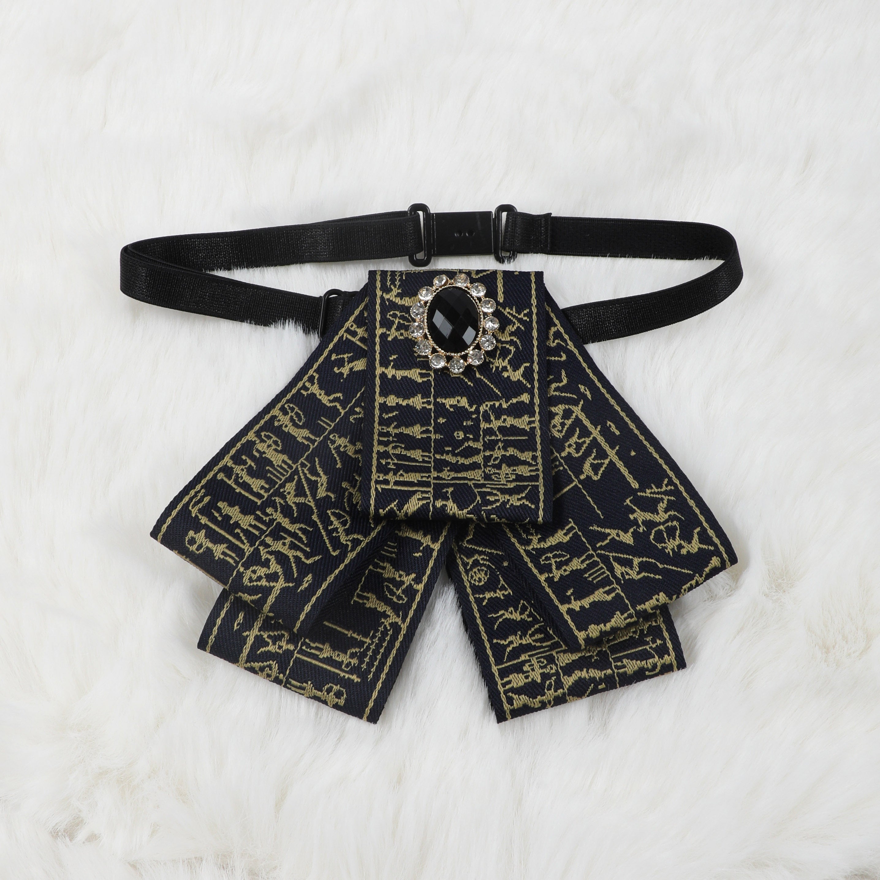 Men's Formal Dress Vintage Skeleton Head Gemstone Collar Bow Tie
