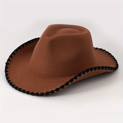Men's Lacework Boho Fedora Cowboy Hat for Autumn Winter