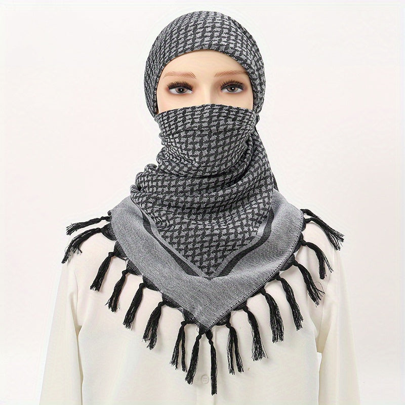 Tactical Desert Scarf Arab Scarf Wrap Head Neck Sunscreen Wrap Tassel