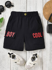 BOY Print Elastic Waistband Casual Shorts