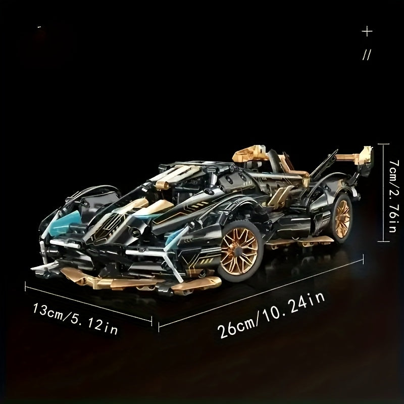 Golden Car Building Blocks Sports Car Manual Building Toy ABS Material