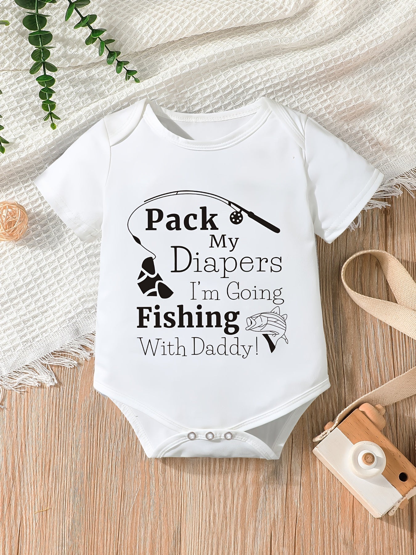 Baby Boys Fishing With Daddy Short Sleeve Onesie Clothes