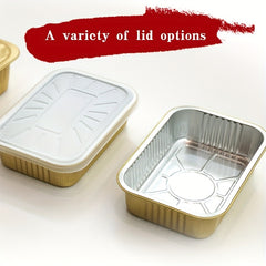 20pcs Golden Foil Baking Pan With Lid 11-61.5 Oz Disposable Aluminum Foil Pan