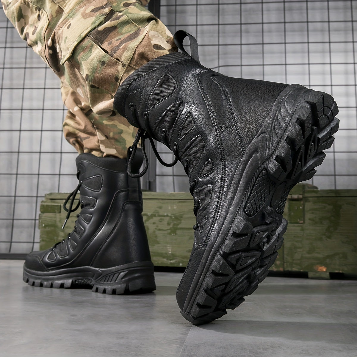 Men&rsquo;s High Top Tactical Work Boots Non Slip Durable Outdoor Hiking Shoes
