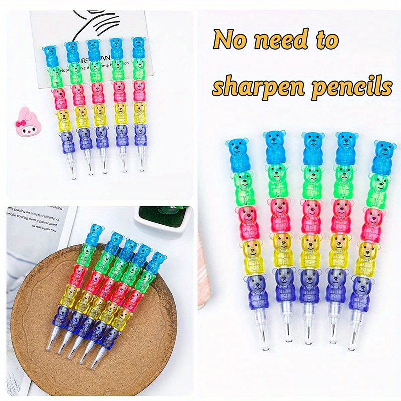 12pcs Stackable Bear Pencils Back to School Supplies Kids Party Favors
