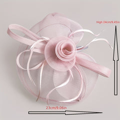 Women Flower Mesh Veil Headband for Wedding Hat Derbyhat Church Hat