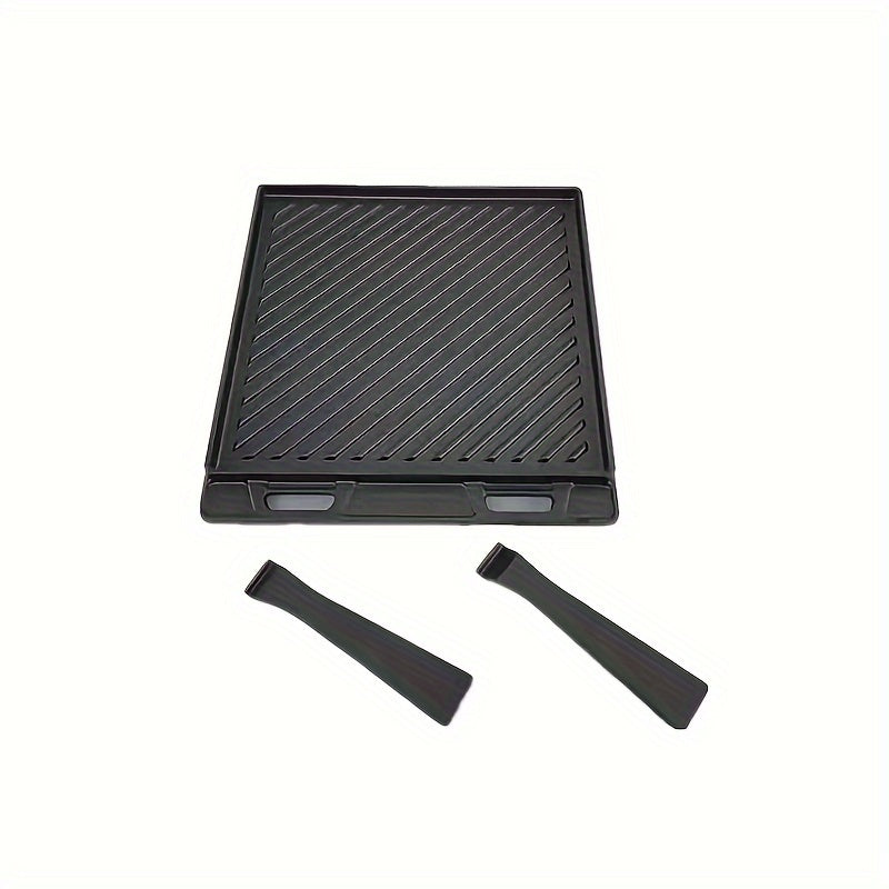 Cast Iron Pizza Pan With Removable Handle Double Sided BBQ Frying Pan