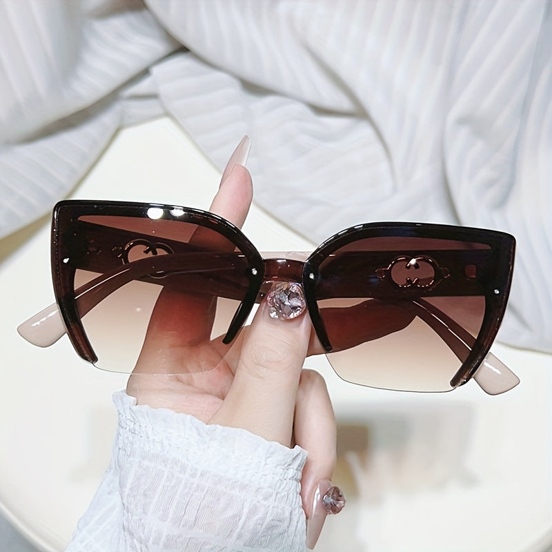 Cat Eye Sunglasses For Women Men Semi Rimless UV400 Sun Shades Glasses
