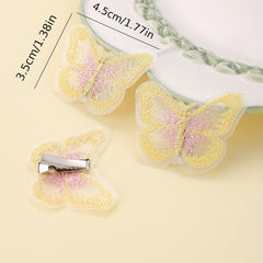 10pcs Yellow Butterfly Hair Clip Embroidered Duck Billed Clip for Women Girls