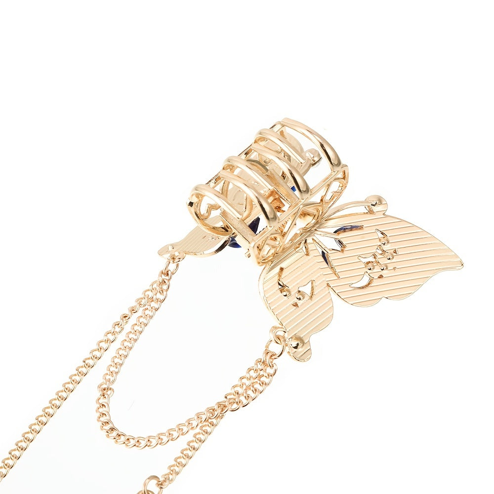 Butterfly Rhinestone Tassel Hair Claw Clip Vintage Grip Hair Jaw Clip