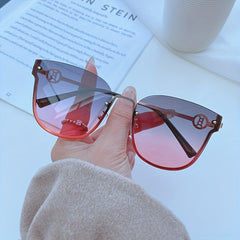 Semi Rimless Sunglasses Gradient Metal Glasses UV400