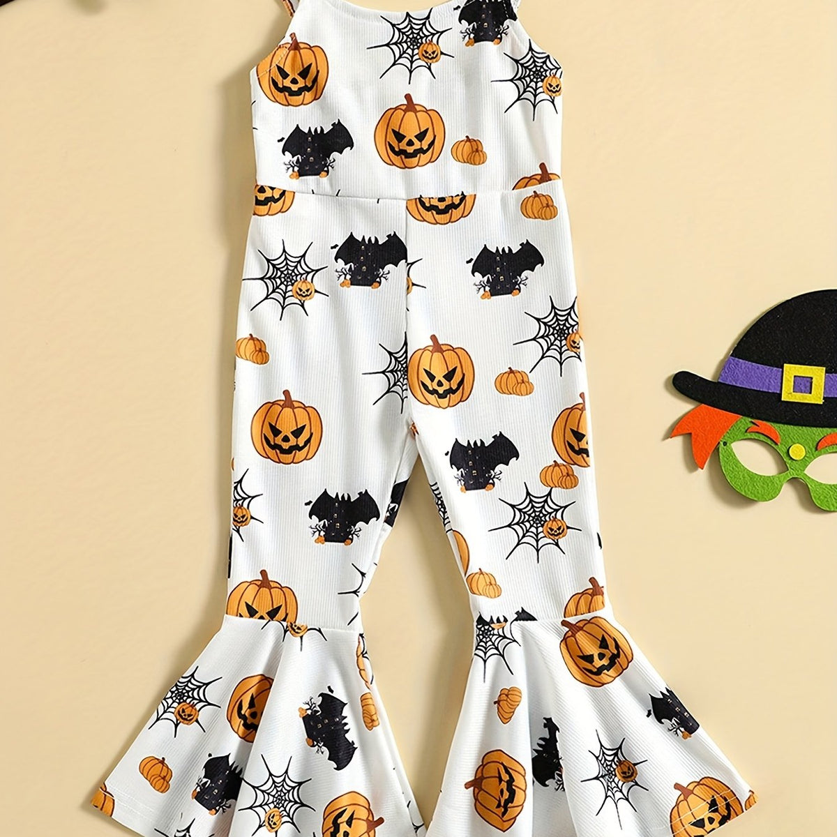Toddler Halloween Pumpkin Jumpsuit Spaghetti Straps Romper