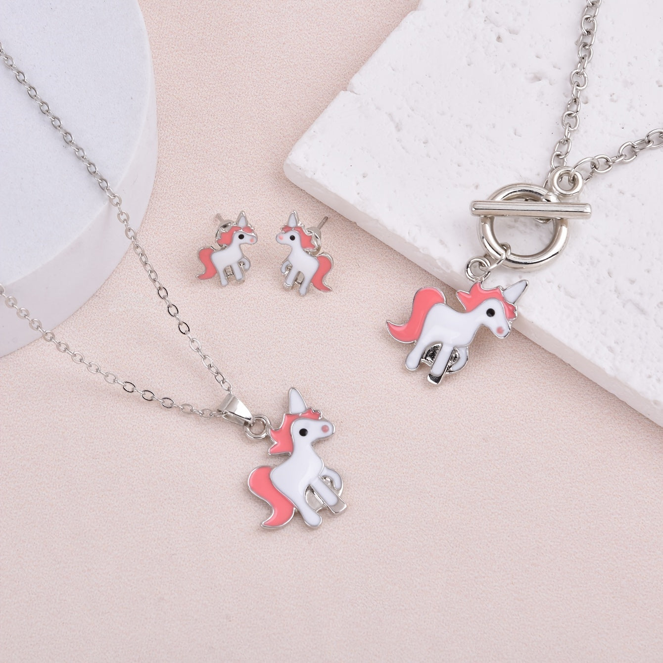 Unicorn Watch Necklace Earrings Set for Girls
