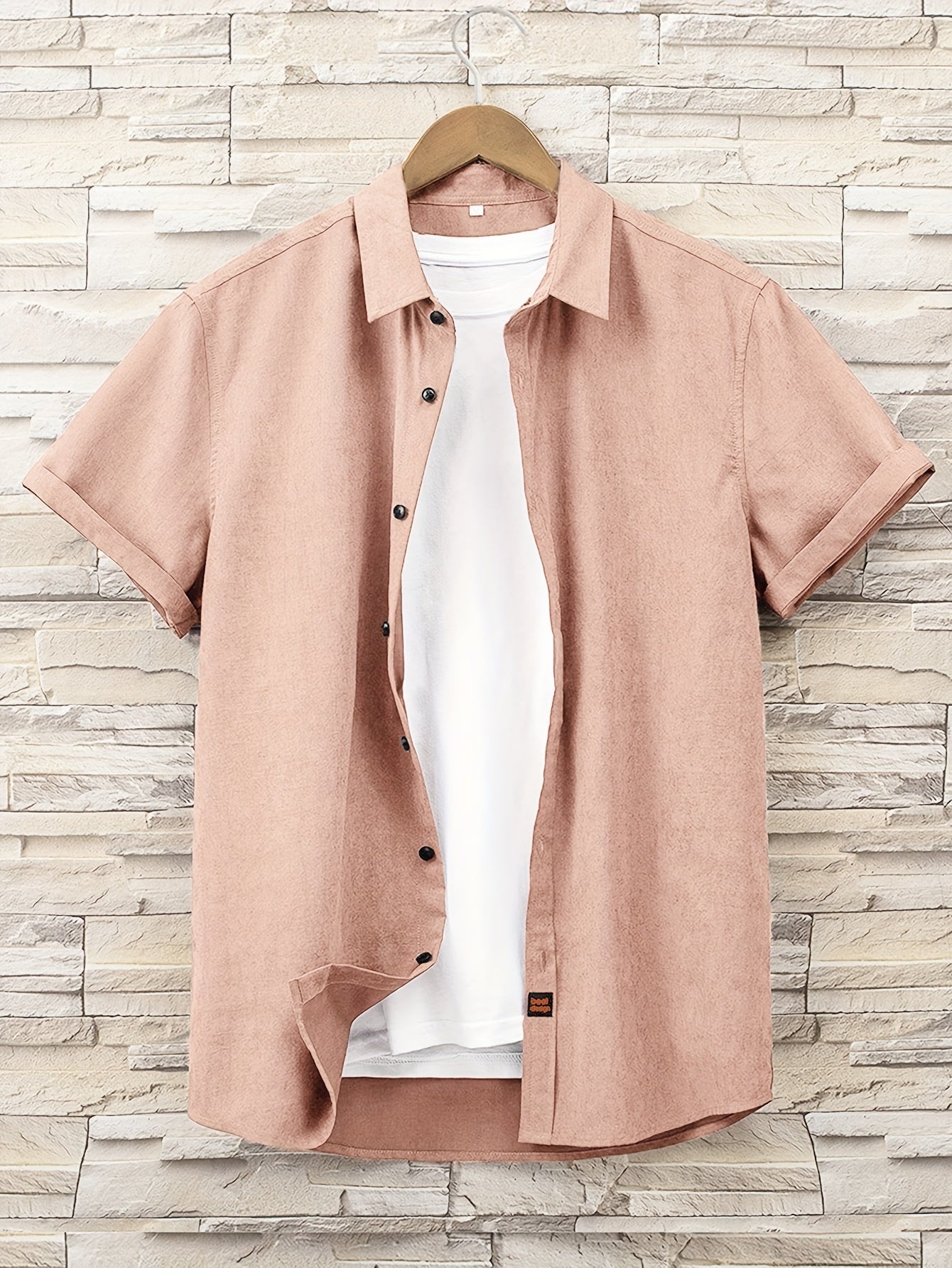 Men's Solid Short Sleeve Shirt for Autumn
