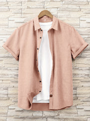 Men's Solid Short Sleeve Shirt for Autumn