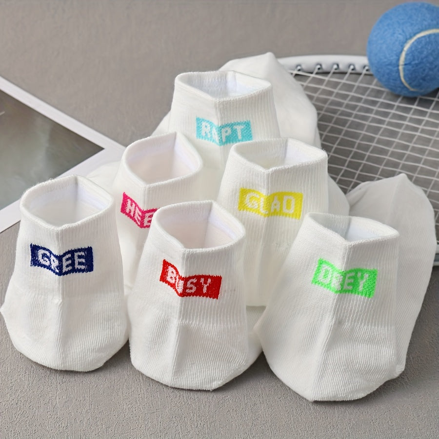 6 Pairs Letter Print Socks Women's Stockings & Hosiery