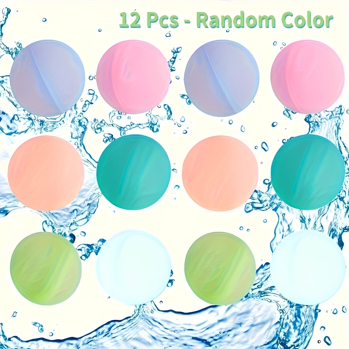 12pcs Reusable Silicone Water Balloons Set for Adults and Teens - Pool Toy