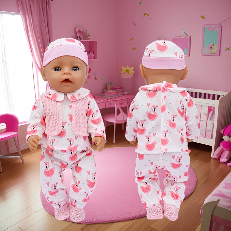 Flamingo Doll Outfit Set - Hat, Shoes, Pants, Top - Fits 35-56-45 Dolls