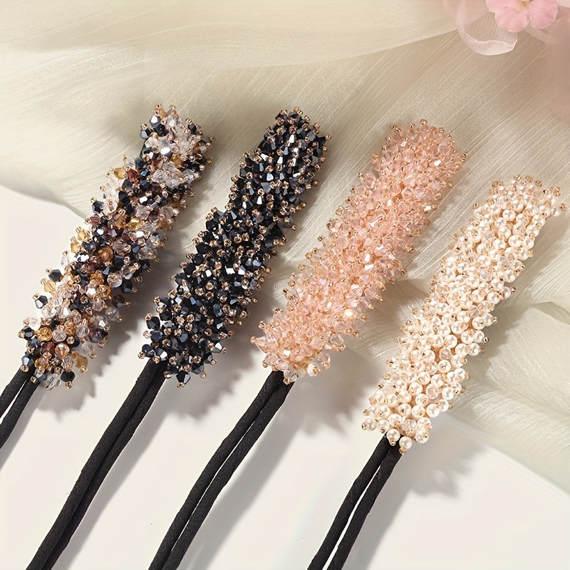 Rhinestone Bun Maker Hair Styler Jewelry Hair Styling Tool Ponytail Holder