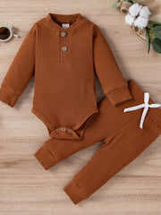 2pcs Baby Boys Girls Long Sleeve Onesie & Pants Set