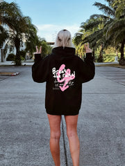 Kangaroo Pocket Hoodie Long Sleeve Drawstring Hoodies Women's Clothing
