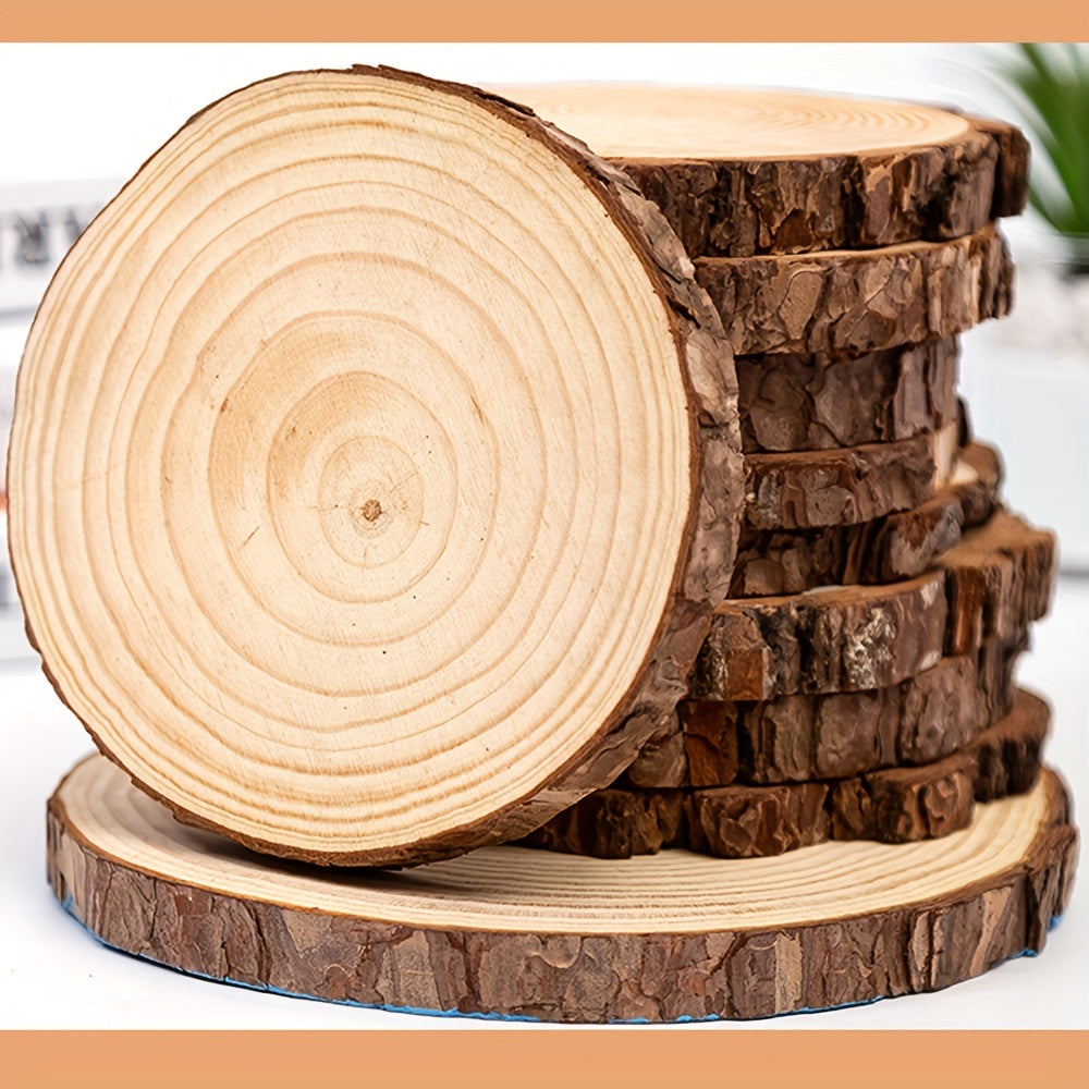 4pcs Natural Wooden Slices Round Wood Circles Tree Slices for DIY Crafts