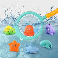 7pcs Baby Bath Toys Fishing Net Set for Toddlers 1-3 Floating Bathtub Toy