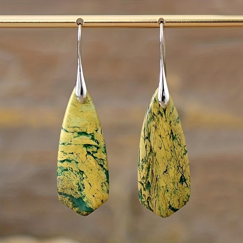 Natural Imperial Stone Dangle Earrings Bohemian Style Jewelry Gift