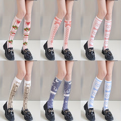 Bow Print Calf Socks Anime Cosplay Knee High Stockings