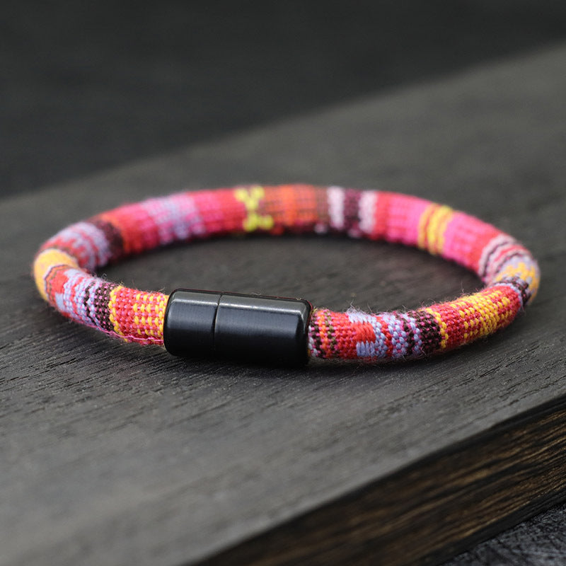 Men's Braided Leather Bracelet Bangle - Gift For Son