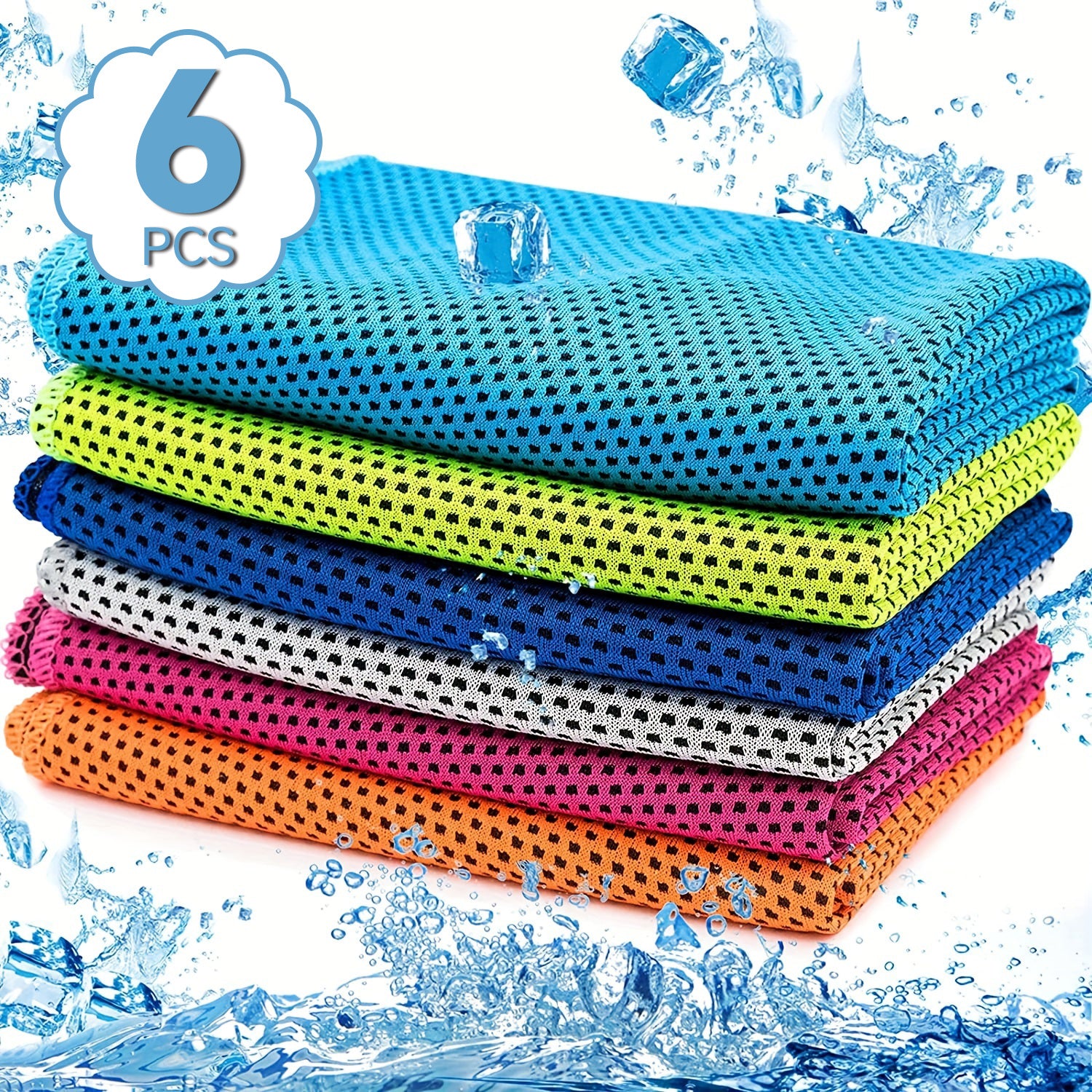 6 Pack Portable Cooling Towel Microfiber Soft Breathable Towel