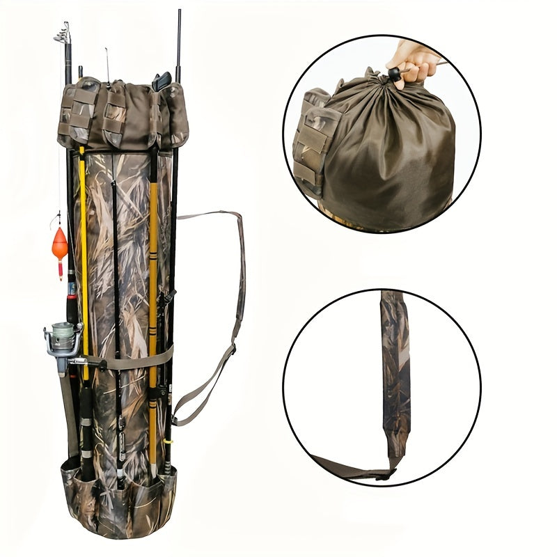 Waterproof Fishing Rod Bag & Holder Portable Canvas Case For Travel